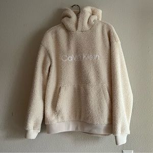 CALVIN KLEIN FUZZY POLAR FLEECE HOODIE SWEATSHIRT